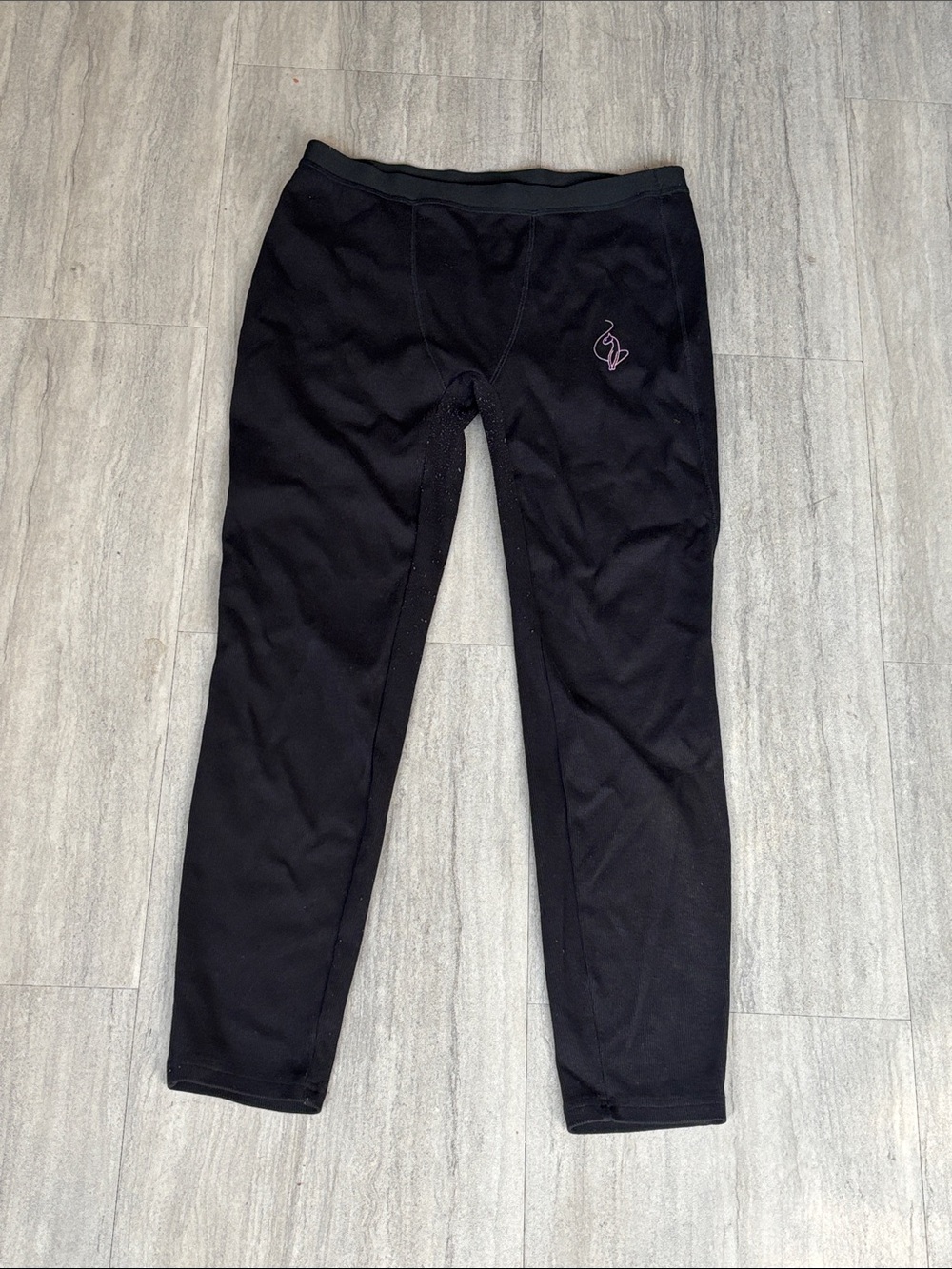 Black Thermal Leggings with Pink Logo